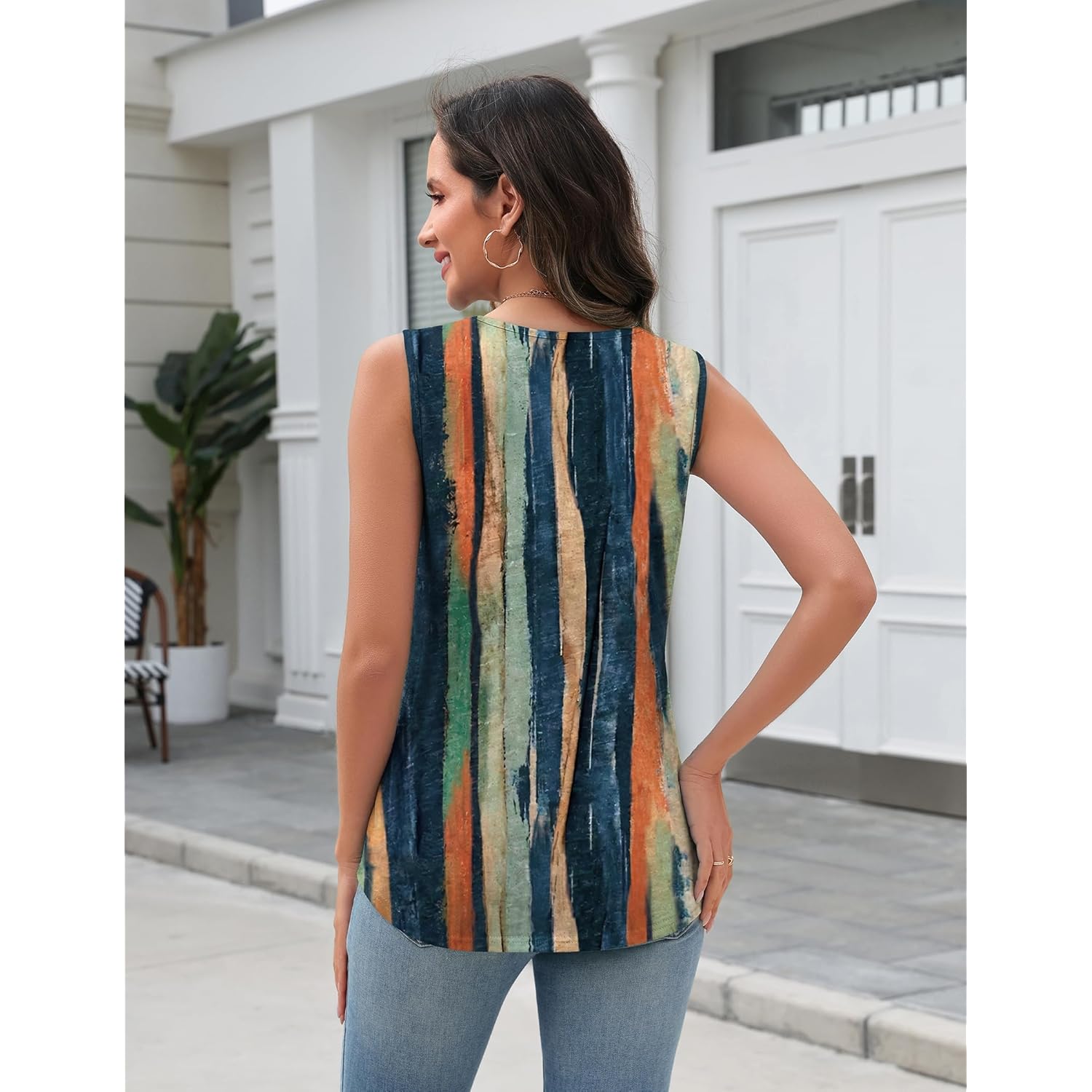 Women's Loose Fit V-Neck Tank Top Multicolor