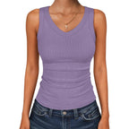 ANRABESS Tank Tops for Women V Neck Ribbed Knit Slim Fitted Sleeveless Basic Tee Tanks Casual Summer Clothes 2026