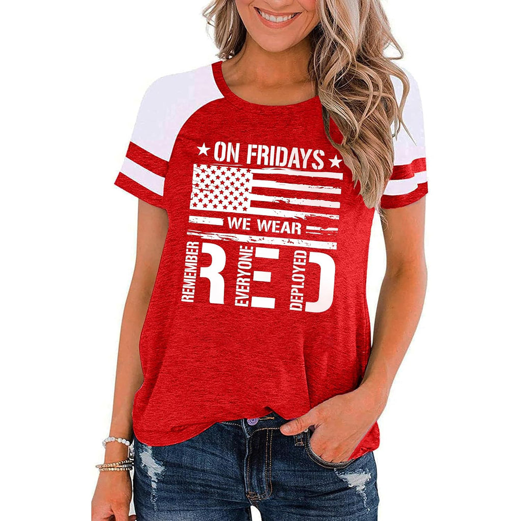 American Flag Shirt Women 4th of July Shirts USA Flag Graphic Patriotic Tshirt Raglan Color Block Tops