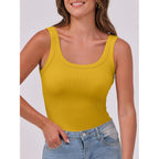 Women's Ribbed Scoop Neck Tank Top Yellow
