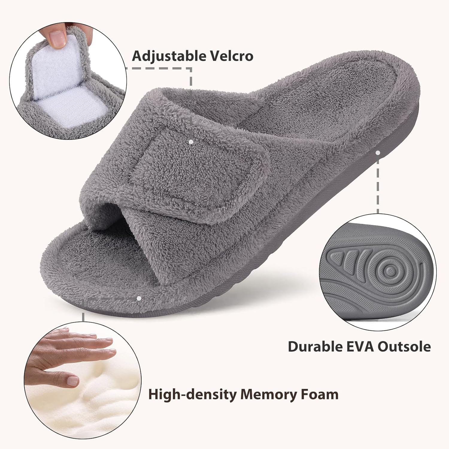 Women's Slippers Orthopedic Grey