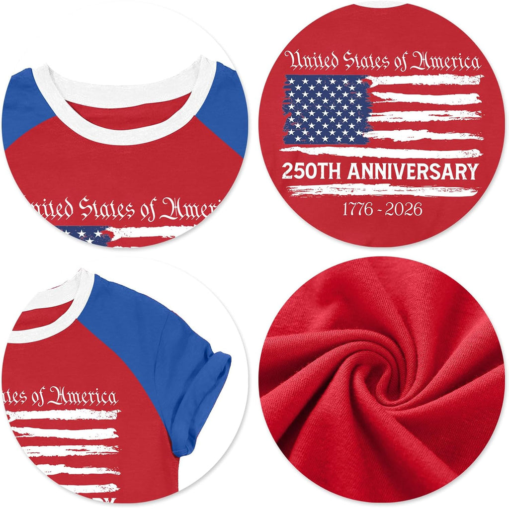 250th Anniversary USA Shirt Women: American Flag Tshirt 250 Years T-Shirts 4th of July Shirts Patriotic Tops