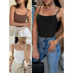 Women's Double Lined Square Neck Tank Top Black