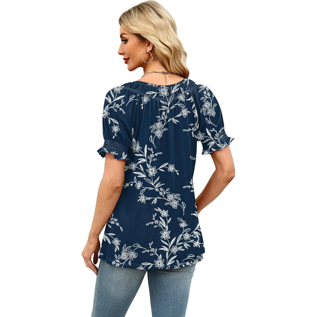 WIHOLL Womens Short Sleeve Square Neck Summer Tops Dressy Casual Blouses Trendy Clothes 2026