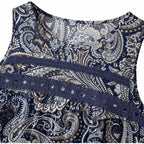 Zeagoo Womens Tank Tops 2026 Summer Pleated Scoop Neck Sleeveless Lace Crochet Boho Tops Dressy Casual Loose Fit Blouses