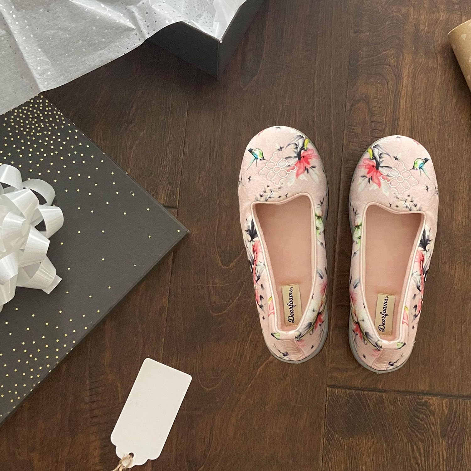 Women's Slippers Rebecca Pink Floral Velour