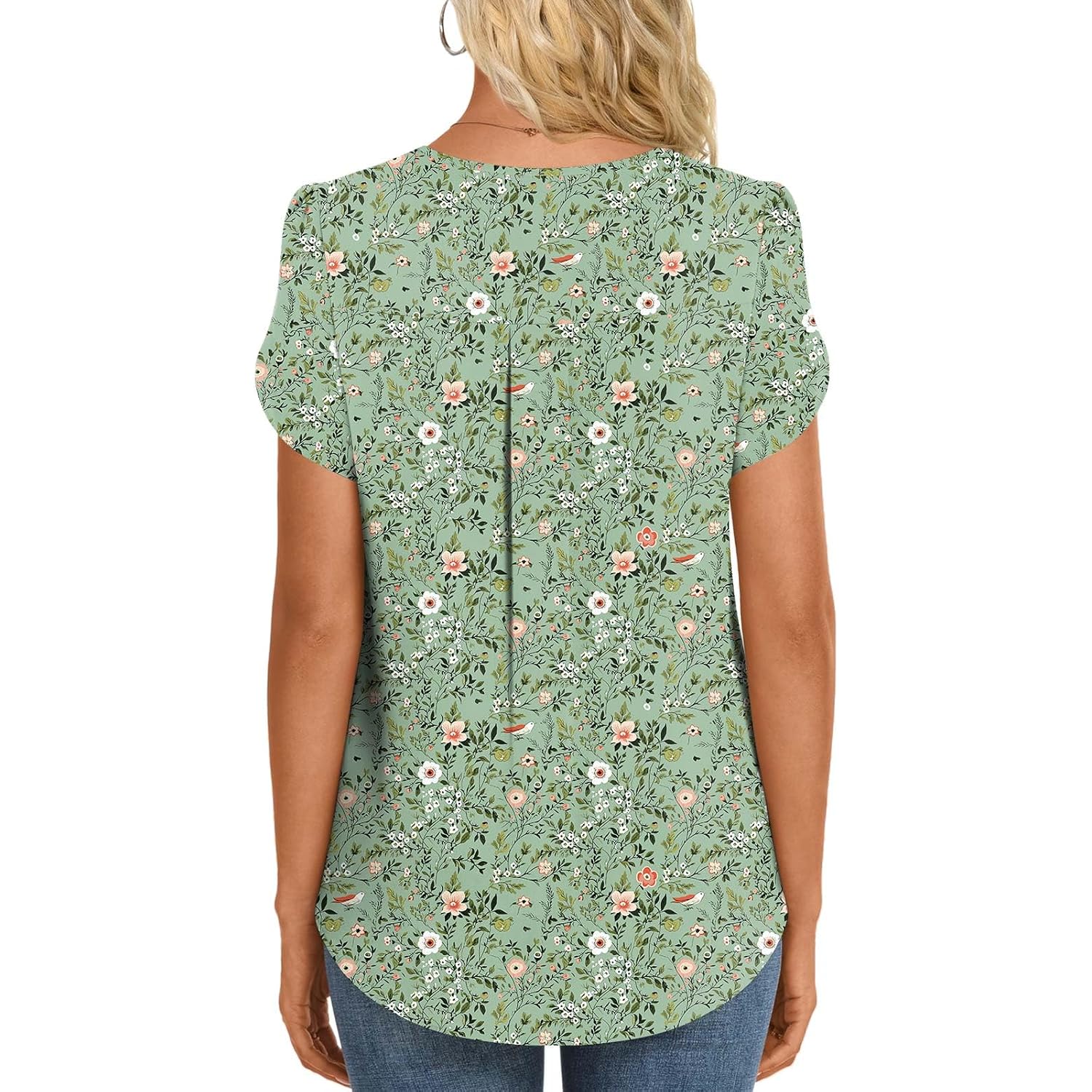 HOTGIFT Women Tops 2026 Summer Short Sleeve Chiffon T Shirts Blouse M-3XL