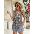 Zeagoo Women's Summer Tank Tops 2026 Pleated Square Neck Loose Fit Casual Flowy Tunic Sleeveless Shirts