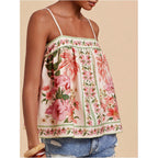 SOLY HUX Women's Boho Floral Cami Top Spaghetti Strap Sleeveless Vacation Summer Camisole