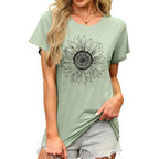 MAPICK Women's Floral Graphic Tees Short Sleeve Casual T-Shirts Boho Style Cute Summer Loose Fit Tops