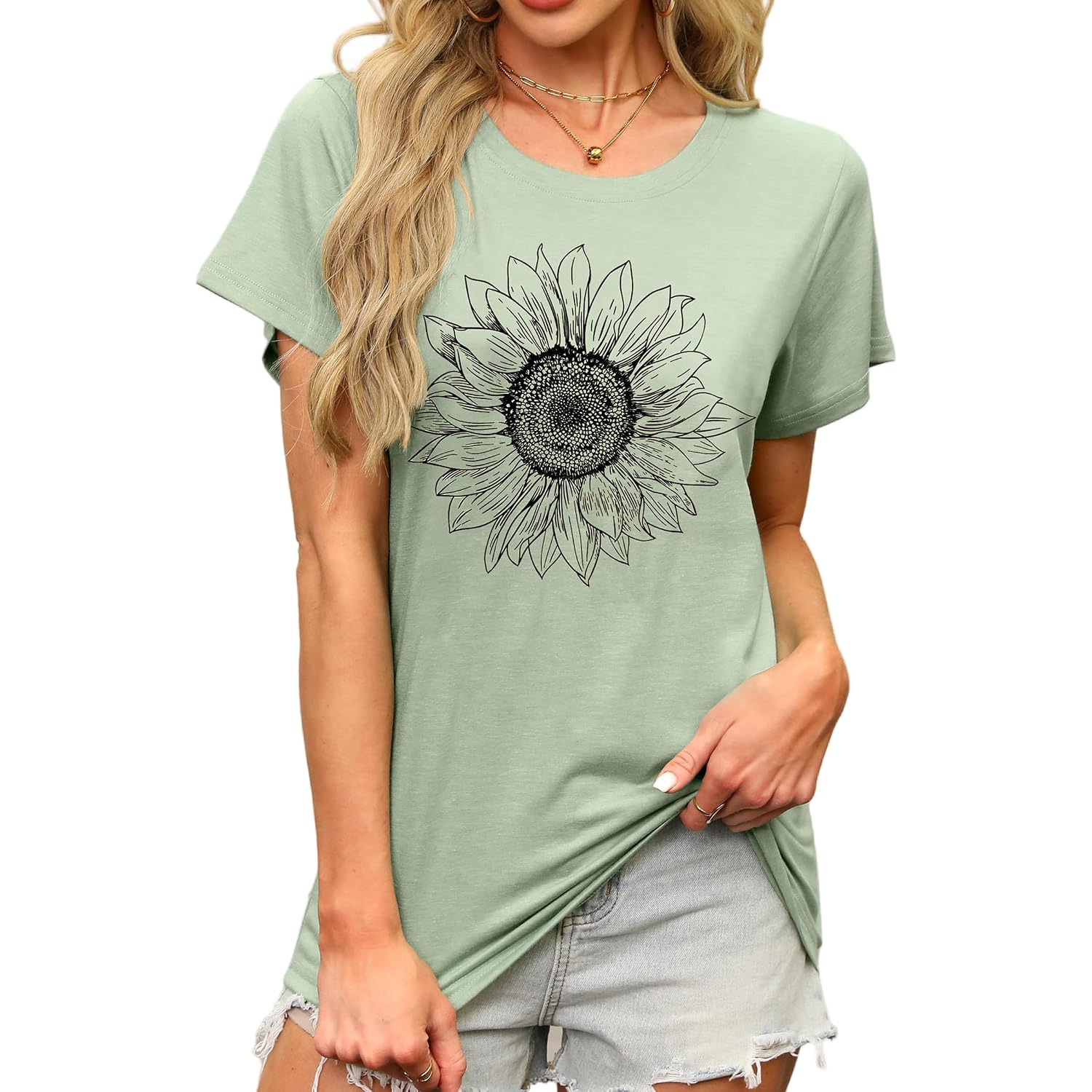 MAPICK Women's Floral Graphic Tees Short Sleeve Casual T-Shirts Boho Style Cute Summer Loose Fit Tops