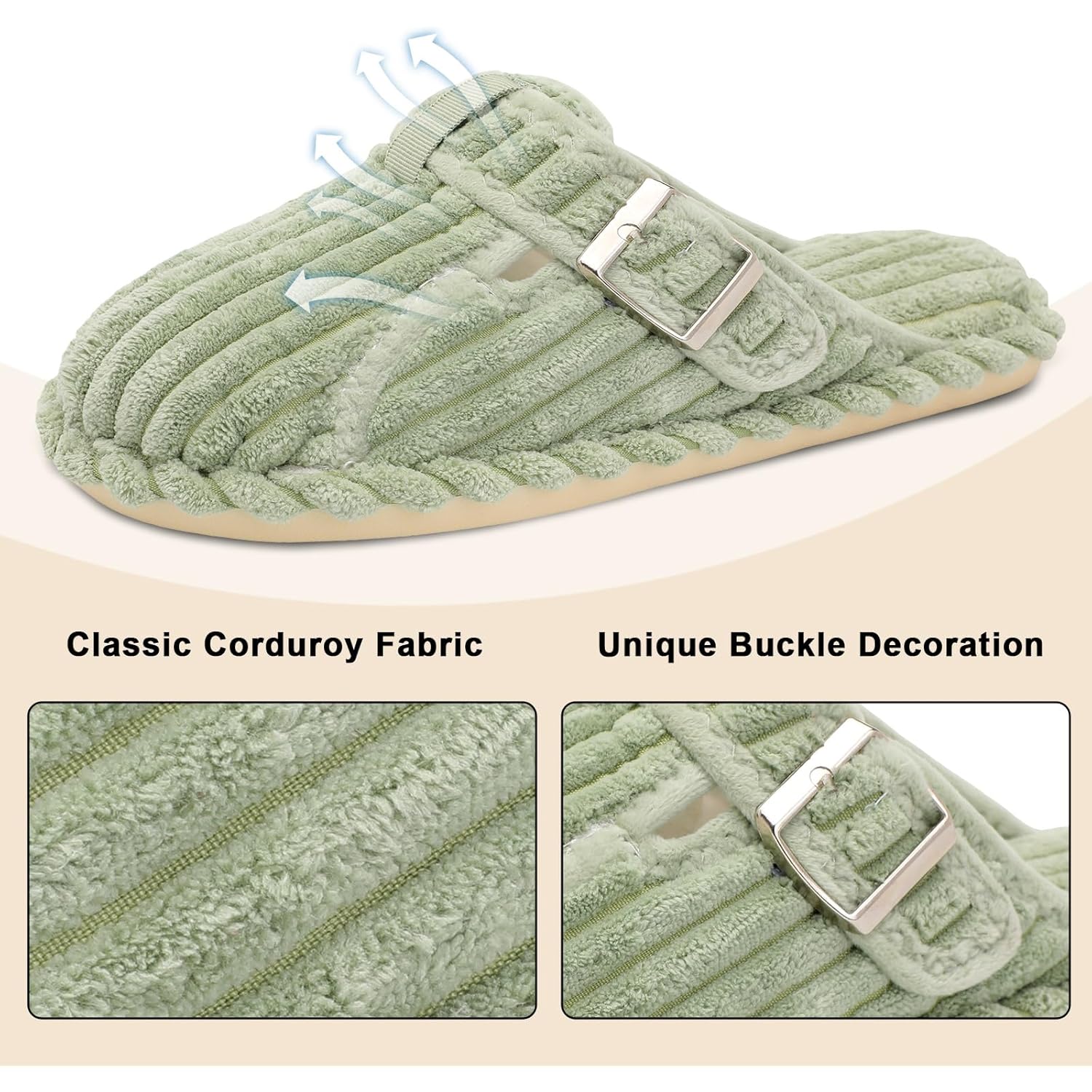Women's Slippers Adjustable Light Green