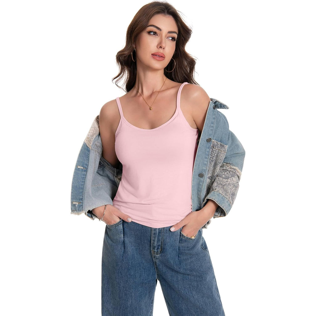 Women's Built-In Bra Tank Top Pink