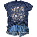 Women's Vintage Floral T Shirt Boho Wildflower Graphic Loose Tees Short Sleeve Casual Tops