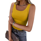 Women's Ribbed Scoop Neck Tank Top Yellow