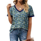 Geifa Womens T Shirts Short Sleeve V Neck Loose Casual Summer Tops 2026 with Pocket