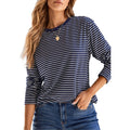 Dokotoo Women's 2026 Fall Summer Casual Long Sleeve Tops Lightweight Crew Neck Knit Basic Striped T Shirts