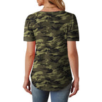 OFEEFAN Womens T Shirts Short Sleeve Tops Dressy Casual Blouses Spring Summer Outfits Flowy Pleated Front Scooped Neck