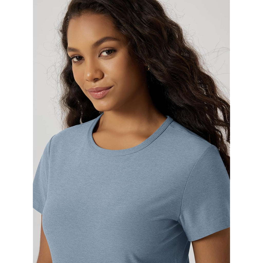 ODODOS Women's Short Sleeve Performance T-Shirts - Ultra Soft odSTRATUM Tech Crew Neck Tee UPF 50+ Essential Top