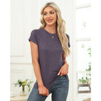 Womens Short Sleeve Tops Summer T Shirts Round Neck Casual Fashion Basic Tee