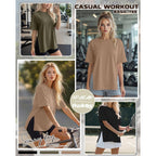 Huukeay 3 Pack Women's Oversized Workout T Shirts Short Sleeve Loose Fit Gym Tops Crewneck Casual Summer Basic Tees