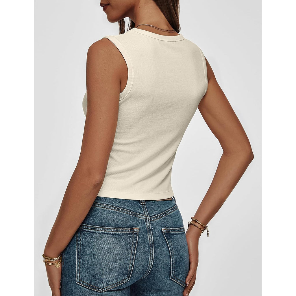 Women Wide Strap Ribbed Cropped Tank Tops 2026 Summer Trendy Crop Top Tight Fit Basic Sleeveless Camisole