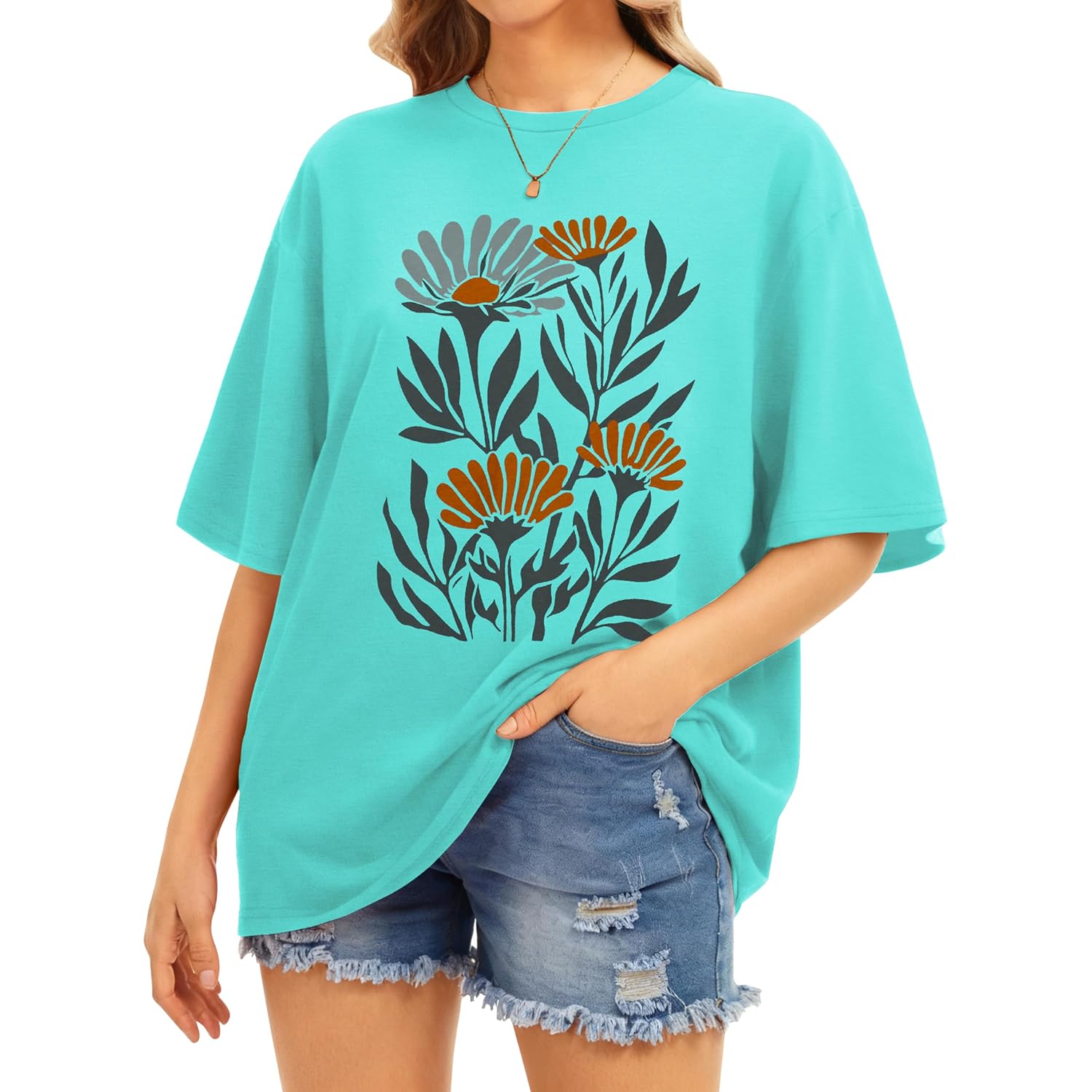 Womens Oversized T Shirts Loose Fit Graphic Tees Summer Casual Short Sleeve Tops 2026