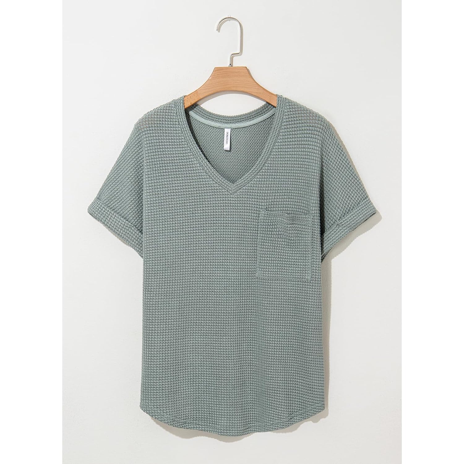 Dokotoo Womens Waffle Knit Tops 2026 Spring Summer V Neck Shirts Casual Trendy Women's Blouses Basic Tee