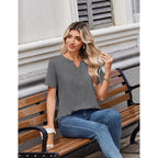 Zeagoo Womens Summer Tops V Neck Short Sleeve Shirts Dressy Casual Blouse Spring Vacation Tshirts Clothes