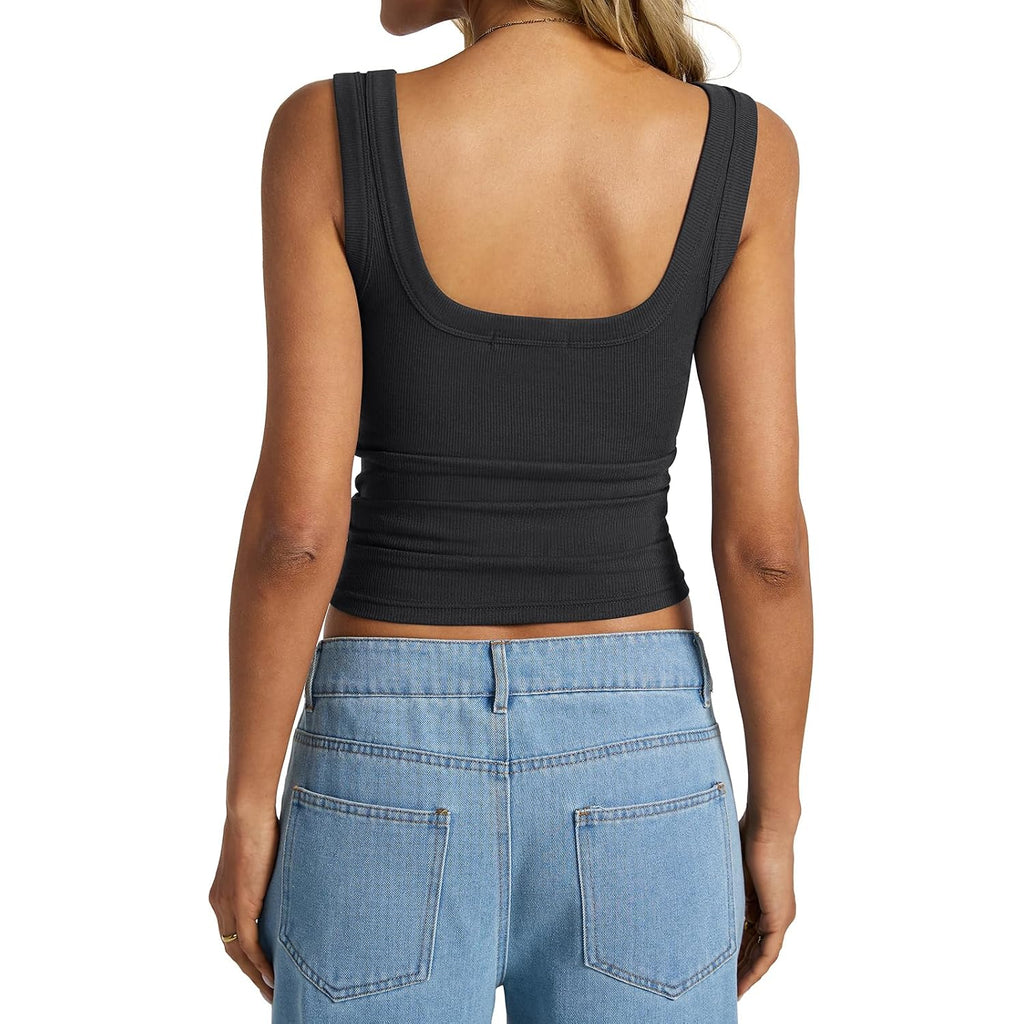 EasyGala Womens Cotton Ribbed Square Neck Tank Tops Basic Backless Sleeveless Summer Cami Shirts 2026