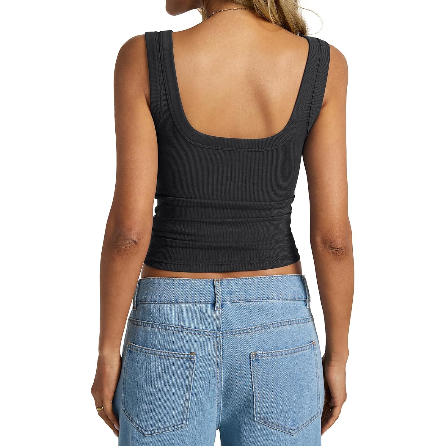 EasyGala Womens Cotton Ribbed Square Neck Tank Tops Basic Backless Sleeveless Summer Cami Shirts 2026