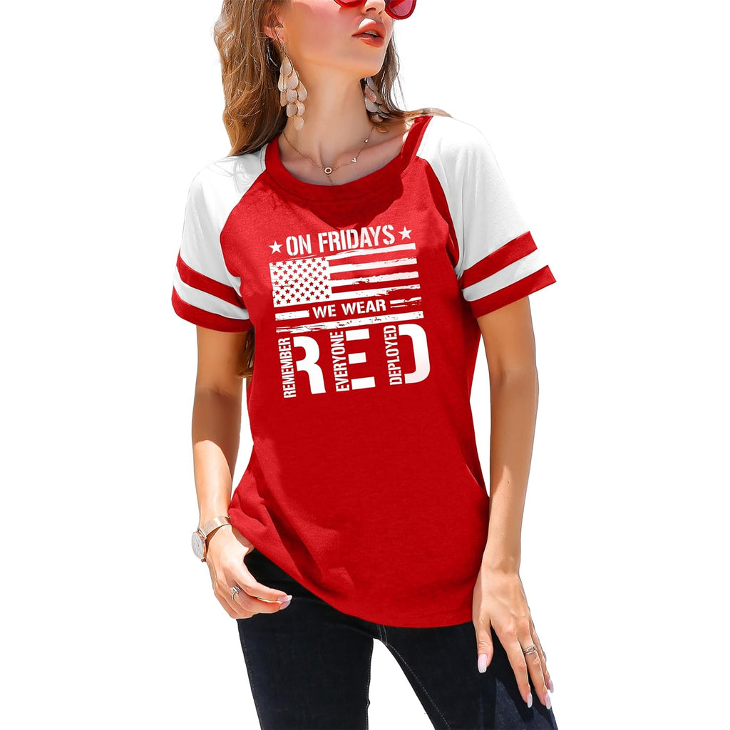 American Flag Shirt Women 4th of July Shirts USA Flag Graphic Patriotic Tshirt Raglan Color Block Tops
