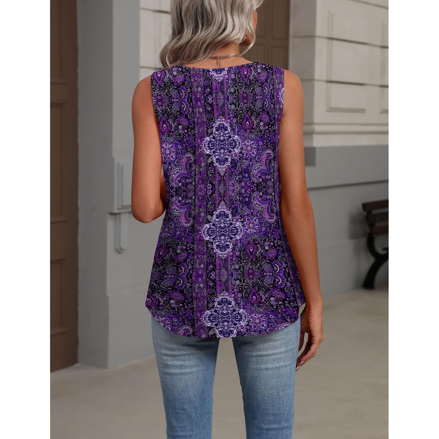Zeagoo Womens Tank Tops Summer Sleeveless Loose Fit Tops V Neck Pleated Shirts Basic Tees Dressy Casual Trendy Clothes