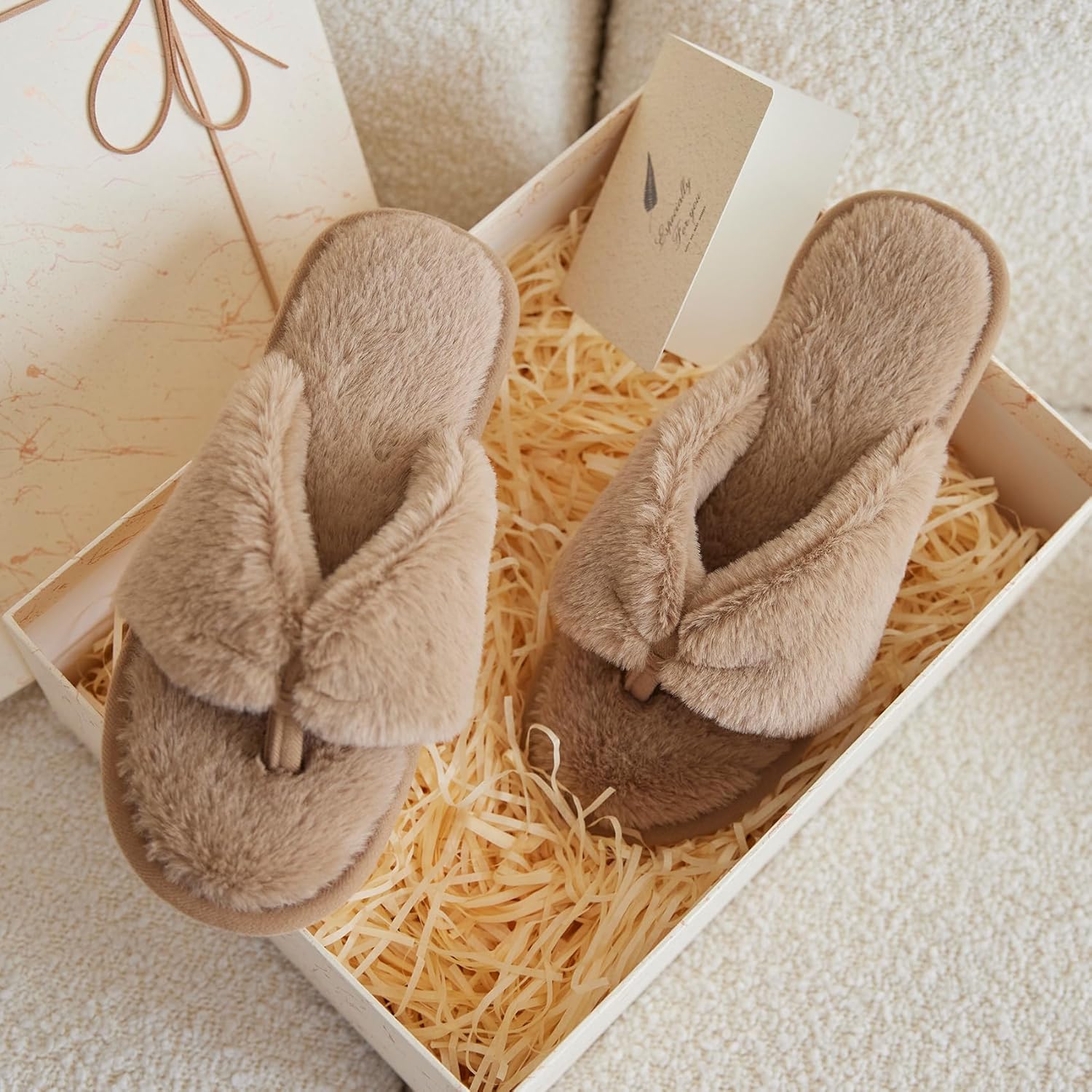 Women's Slippers Fluffy Dark Brown