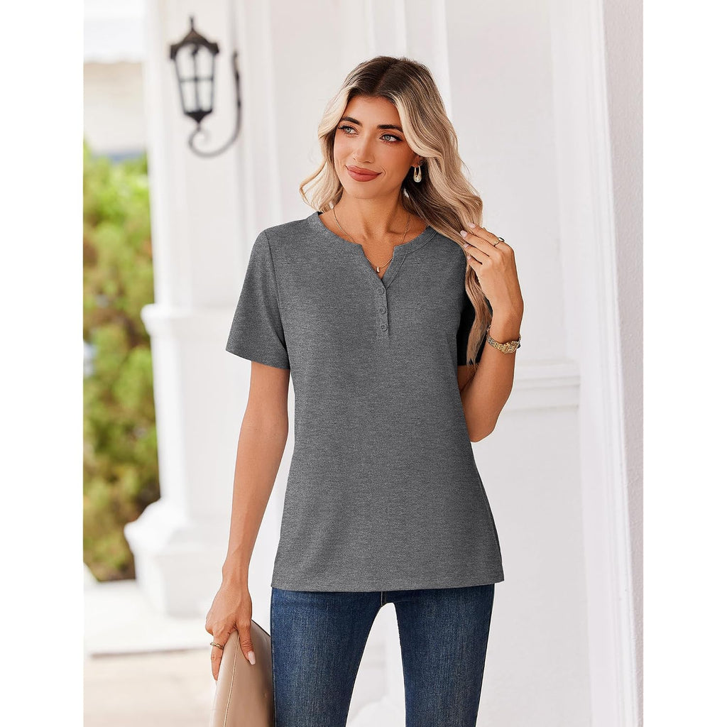 Zeagoo Womens Summer Tops V Neck Short Sleeve Shirts Dressy Casual Blouse Spring Vacation Tshirts Clothes