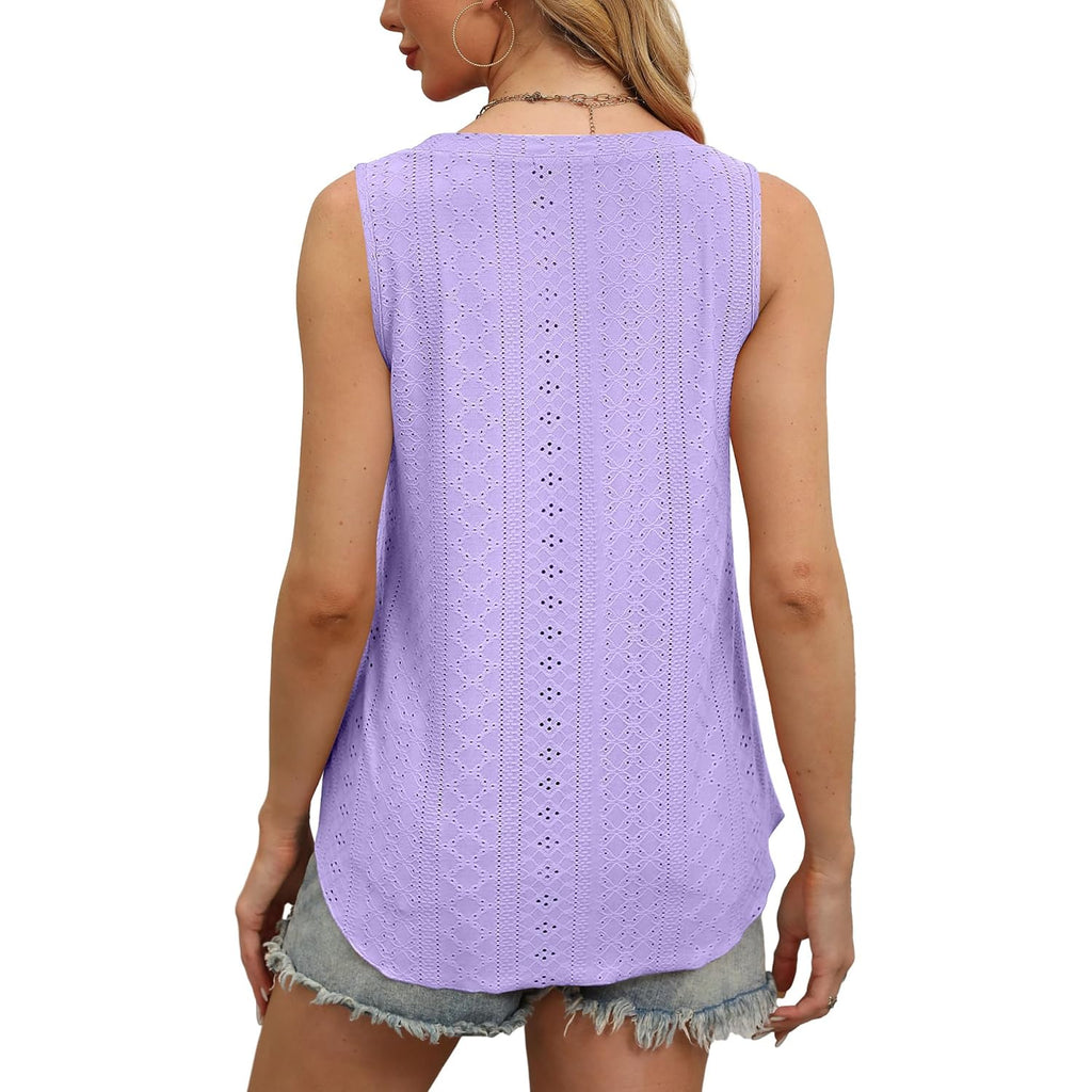 OFEEFAN Womens Tank Tops V Neck Sleeveless Flowy Loose Fit Basic Casual Summer Tops