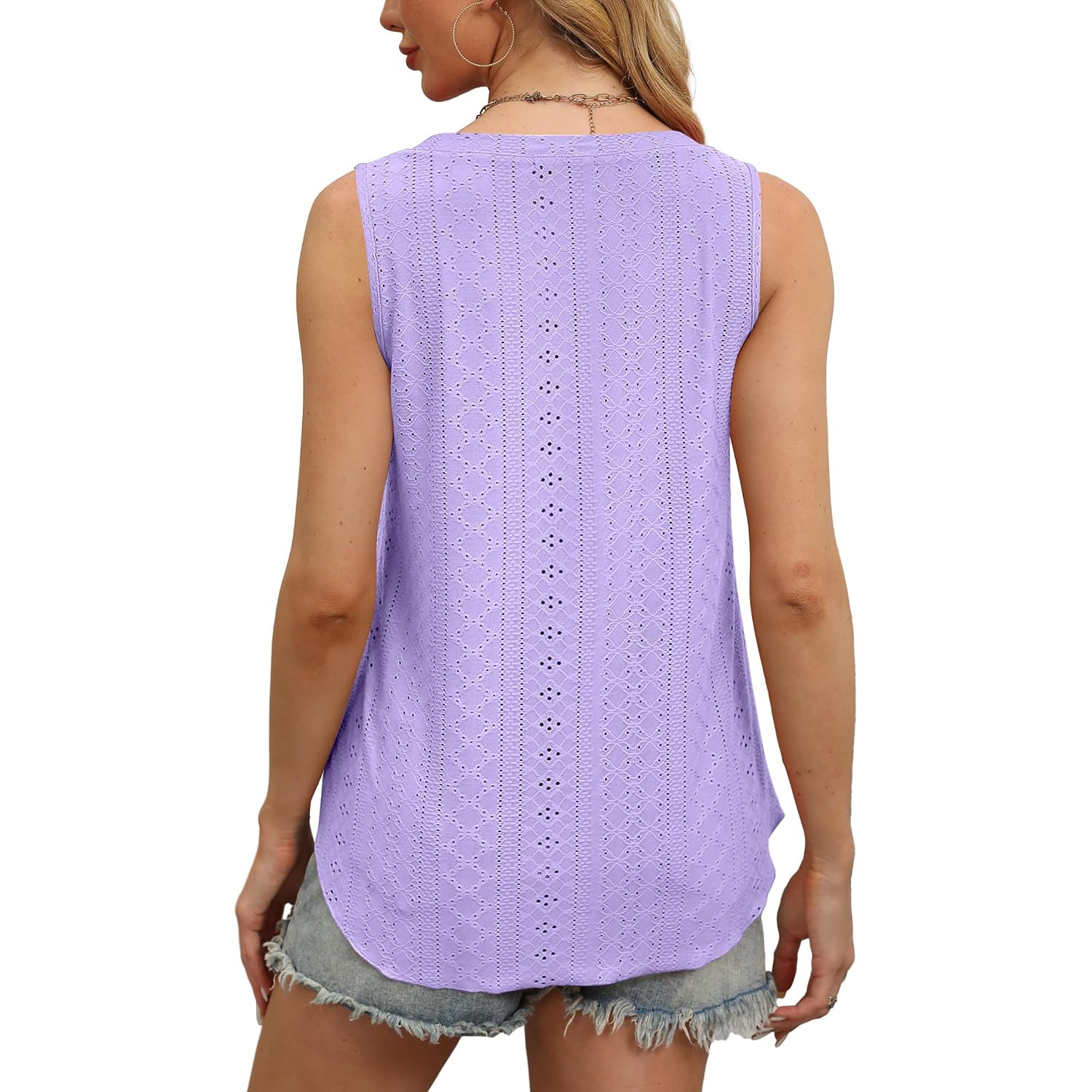OFEEFAN Womens Tank Tops V Neck Sleeveless Flowy Loose Fit Basic Casual Summer Tops