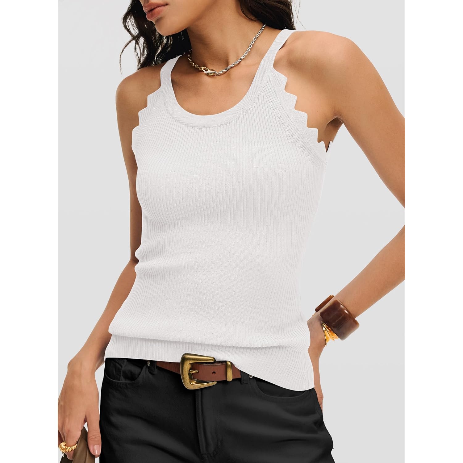 Women's Ribbed Cami Sweater Tank Top White