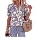 Women's Floral Satin Tunic Top White/Blue Floral