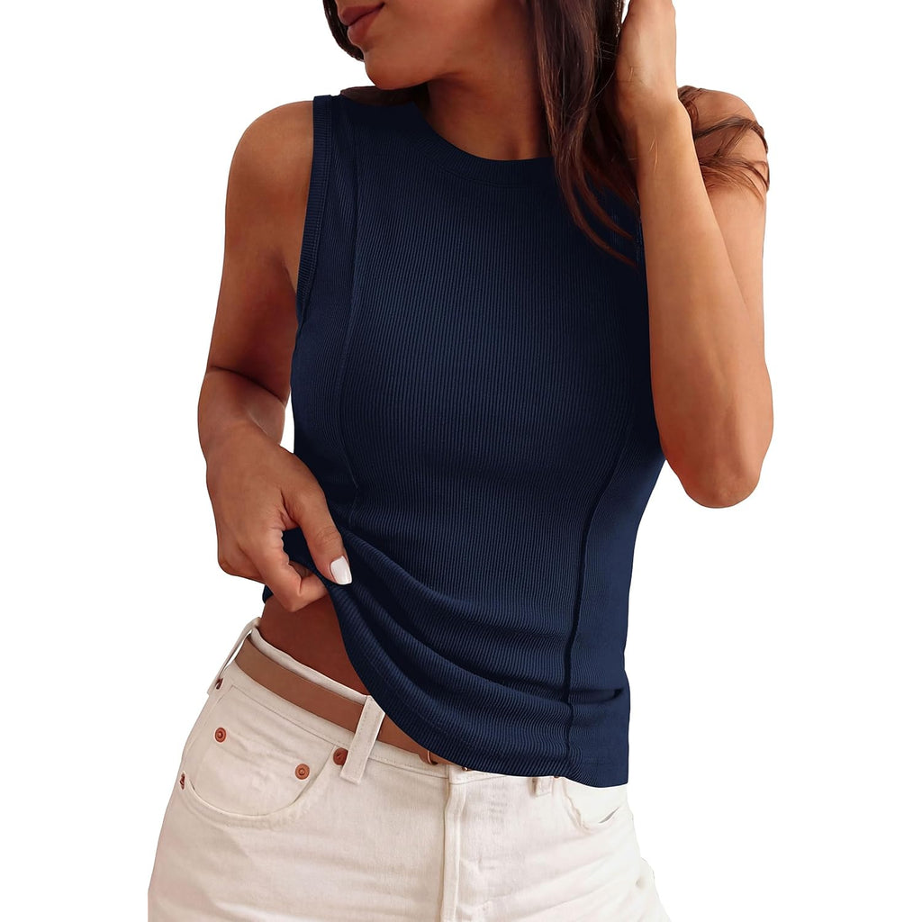 Women's Ribbed Fitted Tank Top Navy
