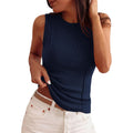 Women's Ribbed Fitted Tank Top Navy