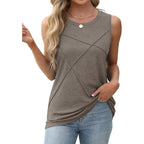 Women's Loose Fit Crewneck Tank Top Coffee Grey