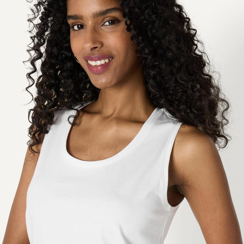 Women's Cotton Sleeveless Tank Top Black/White