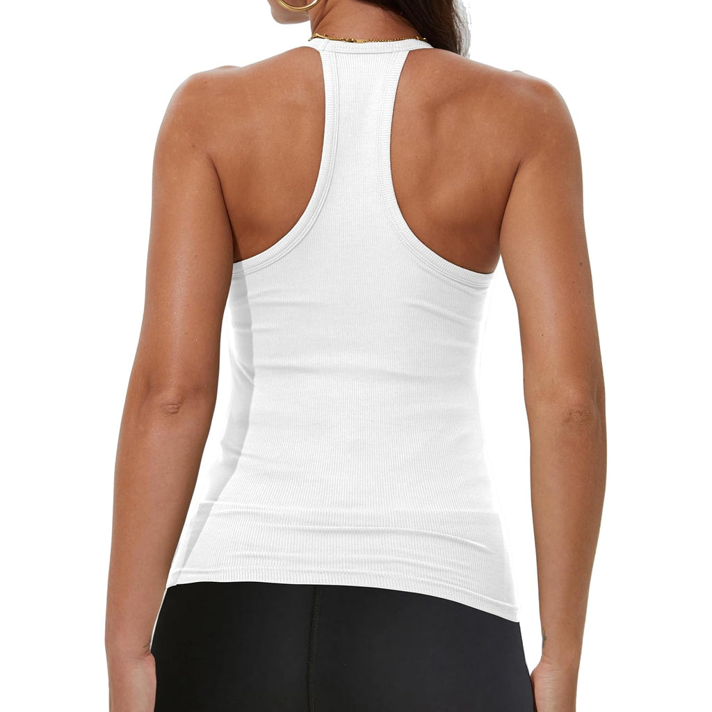 Women's Racerback V-Neck Tank Top White