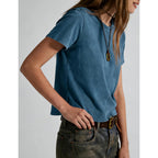 Vintage T Shirts for Women Casual Washed Cropped Tops Short Sleeve Cotton Tshirts Summer Basic Tees Trendy