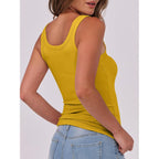Women's Ribbed Scoop Neck Tank Top Yellow