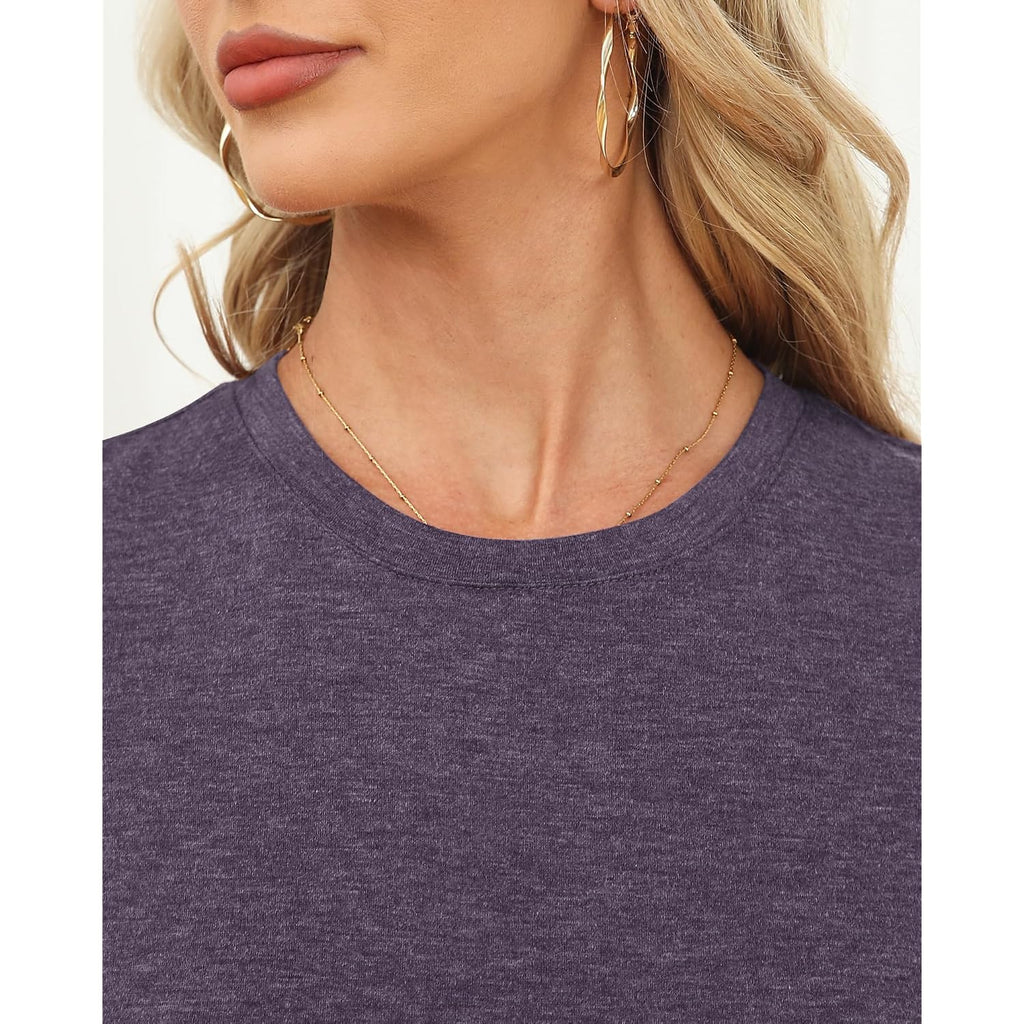 Womens Short Sleeve Tops Summer T Shirts Round Neck Casual Fashion Basic Tee