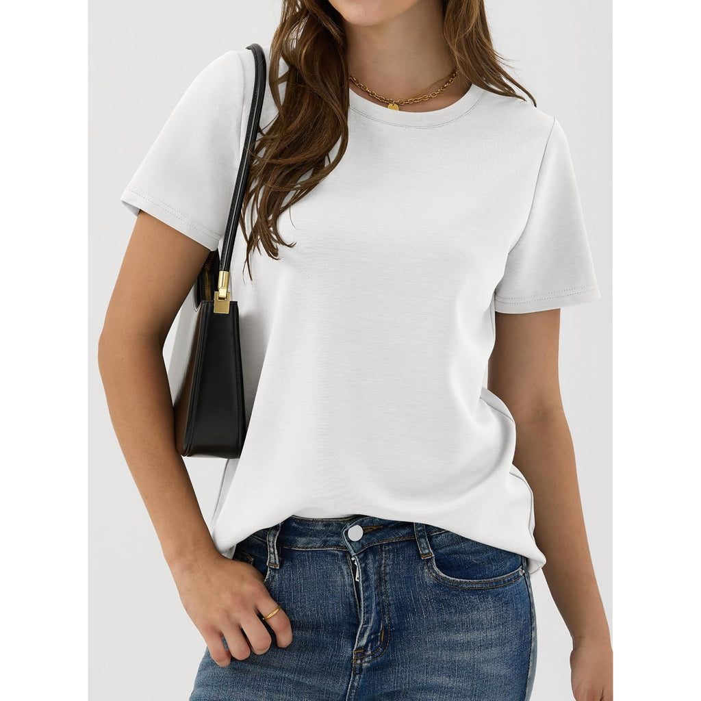 ANRABESS Women Short Sleeve Tops Summer Basic Tee Wrinkle-Free Trendy Cute T Shirts 2026 Spring Business Casual Outfits