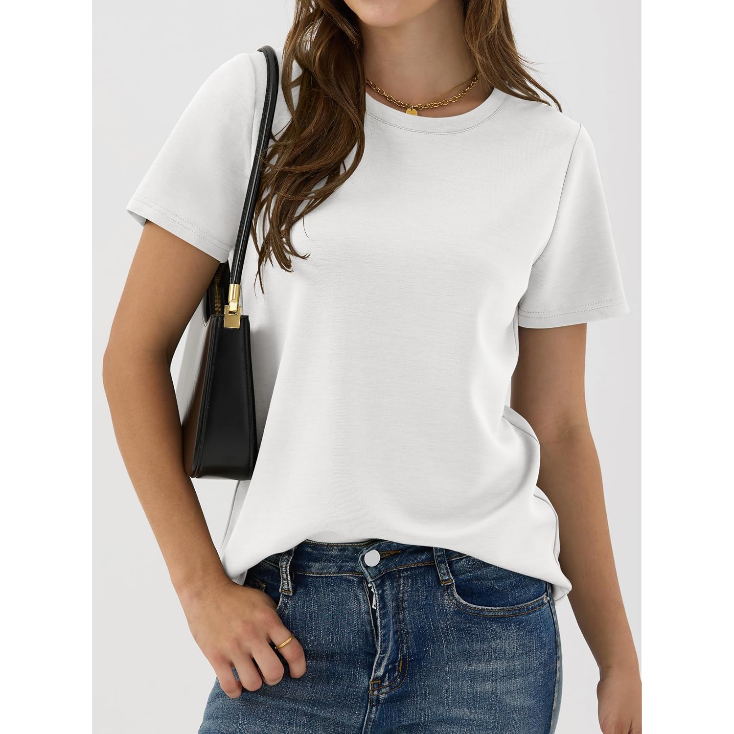 ANRABESS Women Short Sleeve Tops Summer Basic Tee Wrinkle-Free Trendy Cute T Shirts 2026 Spring Business Casual Outfits