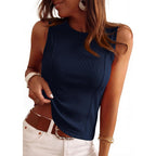 Women's Ribbed Fitted Tank Top Navy